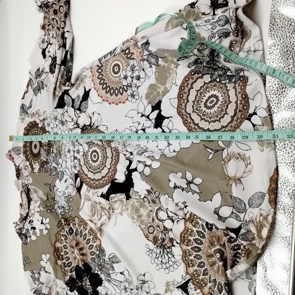 SOL RHR women's size 3X Boho printed floral top ruffle sleeve green white coral - Picture 9 of 9